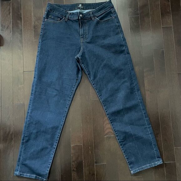 Pink Tartan Straight Leg Dark Denim Jeans Sz 10 - Picture 4 of 13